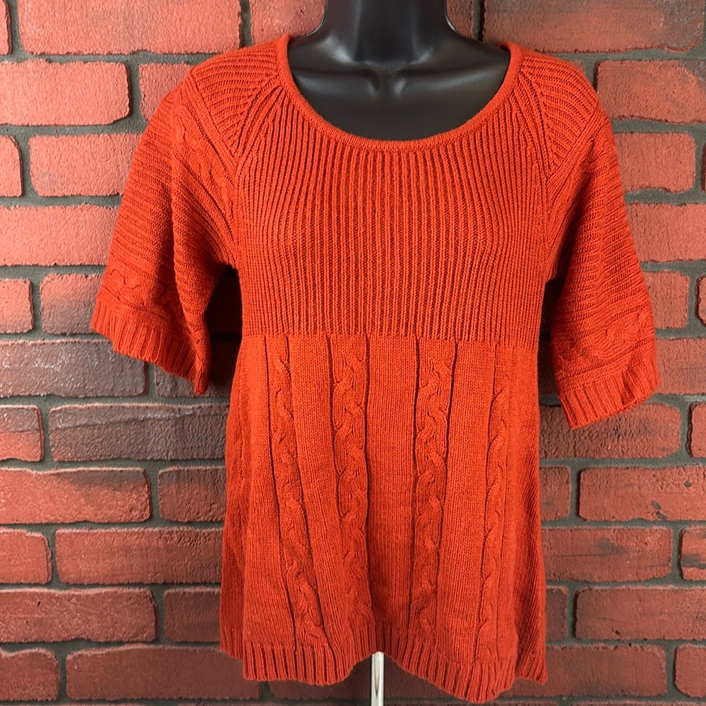 I-Doll‎ Sweater Womens Large Orange Cable Knit